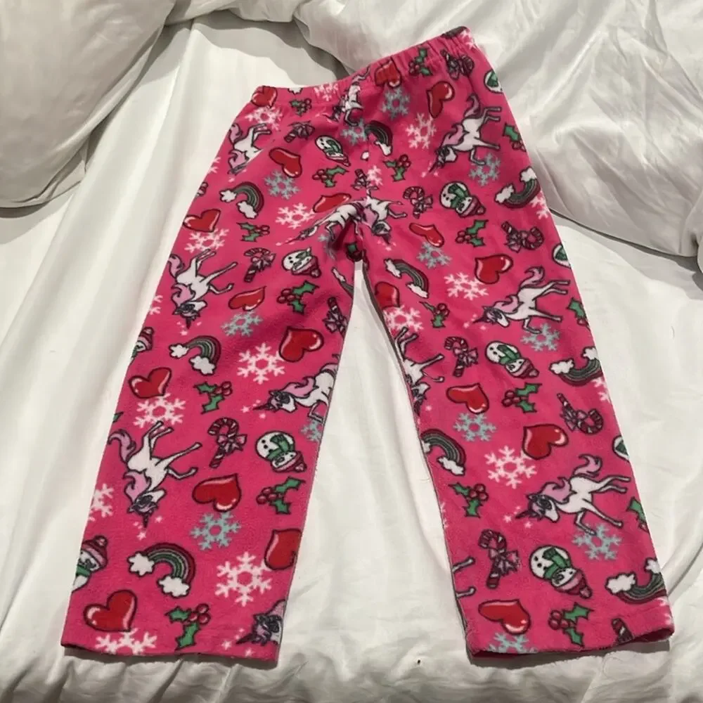 Childrens place 5 💯 polyester fleece straight leg pajama pant elastic waste exp